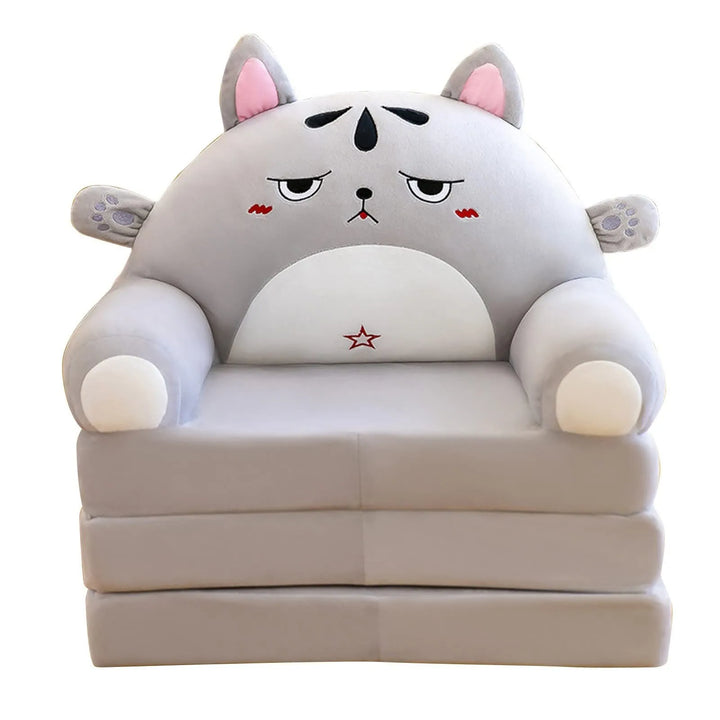 Plush Foldable Kids Sofa Backrest Armchair 2 In 1 Foldable Children Sofa Cute Cartoon Lazy Sofa Children Flip Open Sofa Bed For