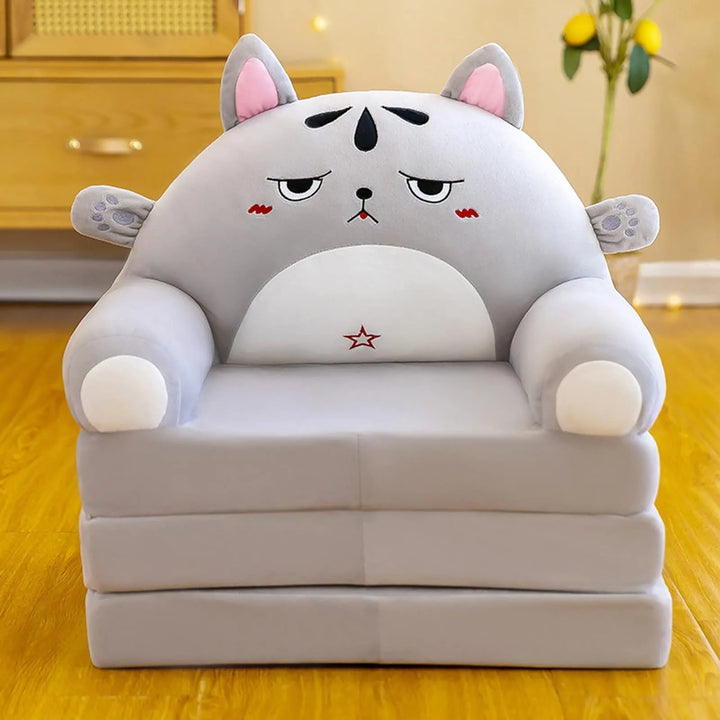Plush Foldable Kids Sofa Backrest Armchair 2 In 1 Foldable Children Sofa Cute Cartoon Lazy Sofa Children Flip Open Sofa Bed For