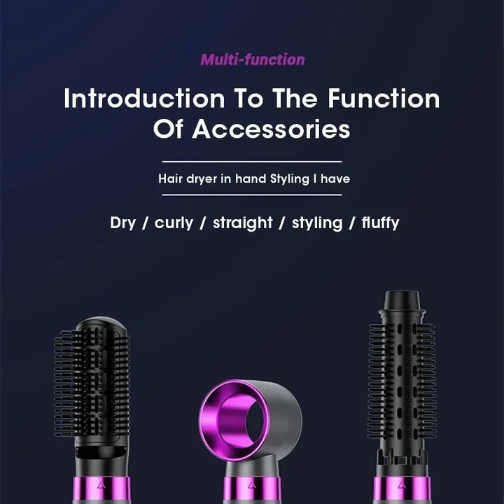 2025 Electric Hair Dryer 5in1 Multifunctional Hair Straightener Negative Ion Hair Care Curler Blow Dryer Styling Set Strong Wind