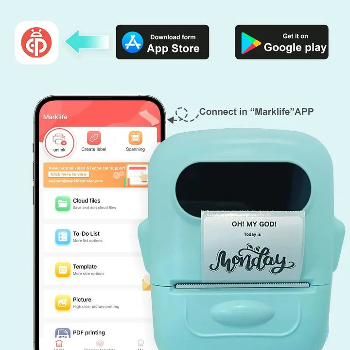MARKLife P50 Thermal Wireless Label Printer Portable Bluetooth Sticker Mini Printer Barcode Label Maker Price Tag Printers DIY