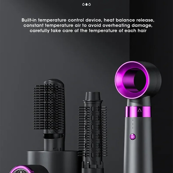 2025 Electric Hair Dryer 5in1 Multifunctional Hair Straightener Negative Ion Hair Care Curler Blow Dryer Styling Set Strong Wind