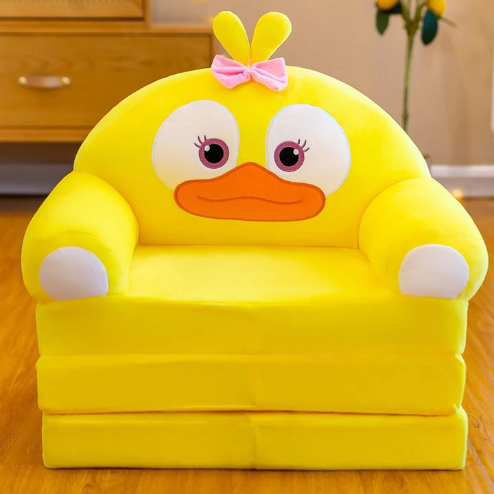 Plush Foldable Kids Sofa Backrest Armchair 2 In 1 Foldable Children Sofa Cute Cartoon Lazy Sofa Children Flip Open Sofa Bed For