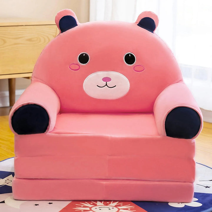 Plush Foldable Kids Sofa Backrest Armchair 2 In 1 Foldable Children Sofa Cute Cartoon Lazy Sofa Children Flip Open Sofa Bed For