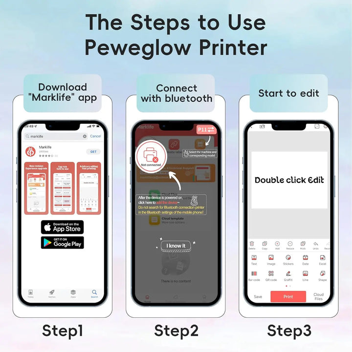 MARKLife P50 Thermal Wireless Label Printer Portable Bluetooth Sticker Mini Printer Barcode Label Maker Price Tag Printers DIY