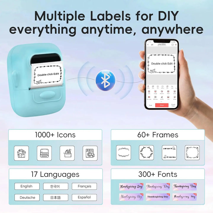 MARKLife P50 Thermal Wireless Label Printer Portable Bluetooth Sticker Mini Printer Barcode Label Maker Price Tag Printers DIY