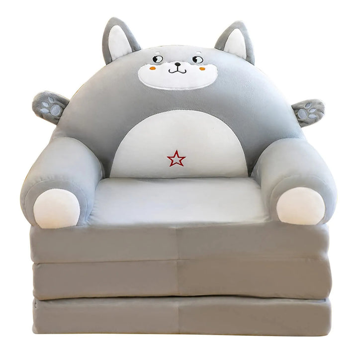 Plush Foldable Kids Sofa Backrest Armchair 2 In 1 Foldable Children Sofa Cute Cartoon Lazy Sofa Children Flip Open Sofa Bed For