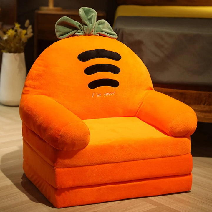 Plush Foldable Kids Sofa Backrest Armchair 2 In 1 Foldable Children Sofa Cute Cartoon Lazy Sofa Children Flip Open Sofa Bed For