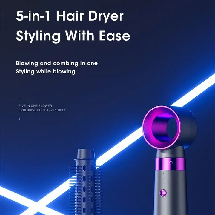 2025 Electric Hair Dryer 5in1 Multifunctional Hair Straightener Negative Ion Hair Care Curler Blow Dryer Styling Set Strong Wind