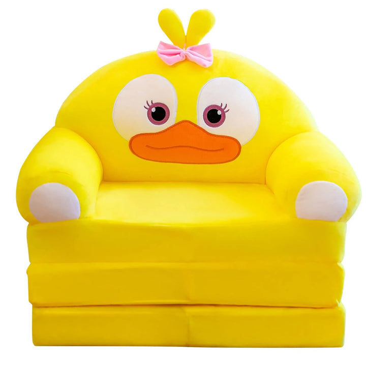 Plush Foldable Kids Sofa Backrest Armchair 2 In 1 Foldable Children Sofa Cute Cartoon Lazy Sofa Children Flip Open Sofa Bed For